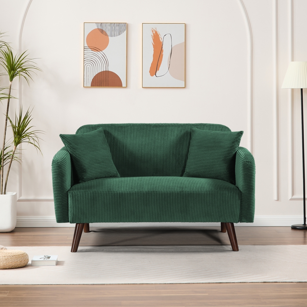 2-Sitzer Sofa Midt 132 x 70 x 81 cm Cord Grün [en. casa] Bild 1