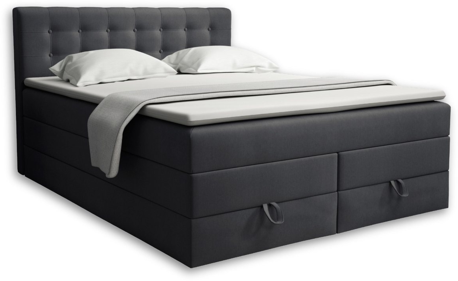 Deine Möbel 24 Boxspringbett VERNO Echtes Boxspringbett Polsterbett Komplettbett inkl. Topper (Beige Grau Hellgrau Anthrazit Graphit Schwarz, 4-St, 2 Bonellfederkernmatratzen H3 + 1 Taschenfederkenmatratze H3/H3), 140x200 160x200 180x200 180x200 200x20... Bild 1