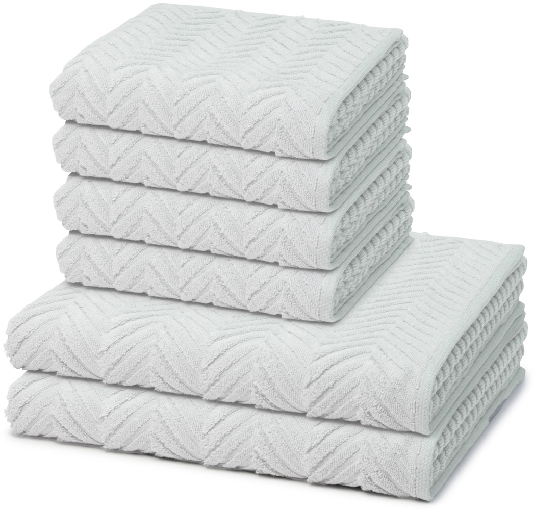 Ross Sensual Skin Zopf 6 tlg. Frottier-Set - 4 X Handtuch (50 X 100cm), 2 X Duschtuch (75 X 140cm) - 500 g/m2 - Chrom Bild 1