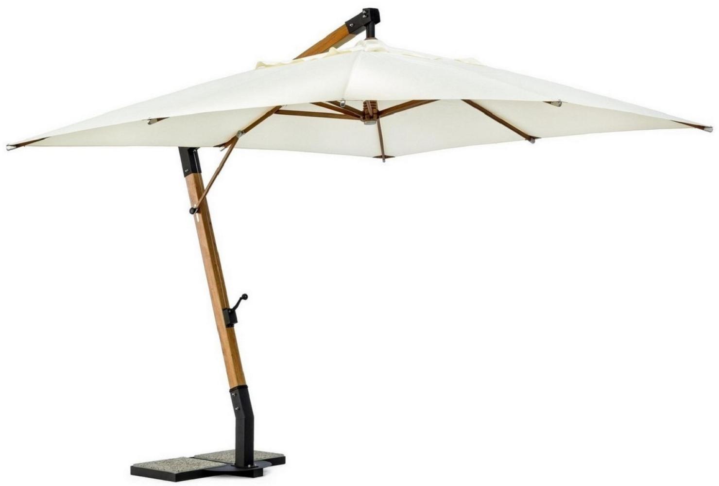 Casa Padrino Luxus Ampelschirm mit Ständer Braun / Schwarz / Creme 300 x 300 x H. 320 cm - Garten Sonnenschirm - Terrassen Sonnenschirm - Balkon Sonnenschirm - Garten Terrassen Balkon Accessoires Bild 1