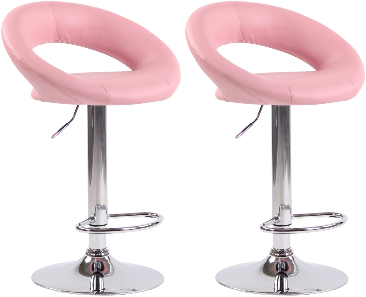 CLP 2er Set Barhocker Olinda Kunstleder höhenverstellbar und drehbar,pink chrom Bild 1