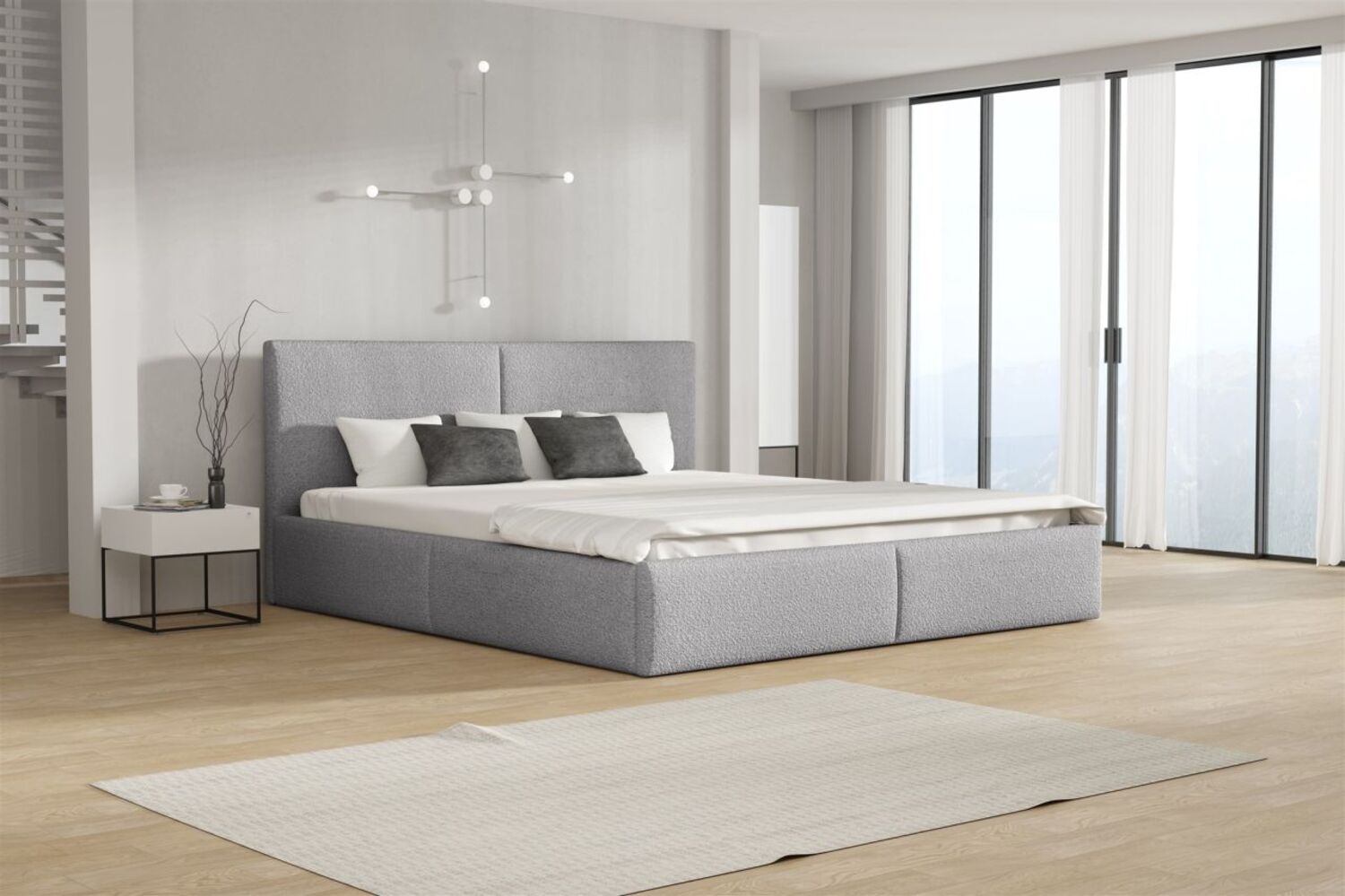 Polsterbett Doppelbett BERGEN Komplettset 160x200cm Stoff Freya Silbergrau Bild 1