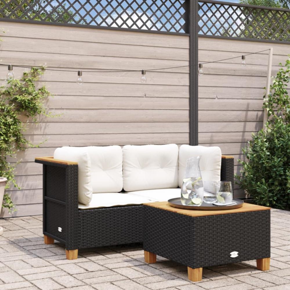 vidaXL Garten-Ecksofas mit Kissen 2 Stk. Schwarz Poly Rattan 365914 Bild 1