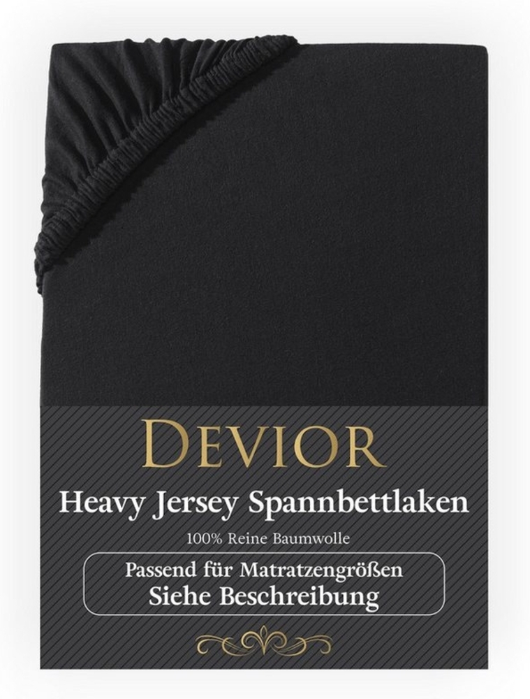Devior Spannbettlaken Heavy aus 100% Baumwolle mit 160 g/m² - Blickdicht mit Einlaufschutz, Jersey, Gummizug: Rundumgummizug, Laken bis 15cm Matratzenhöhe - Spannbettlaken 140 x 200 cm Blickdicht Bild 1
