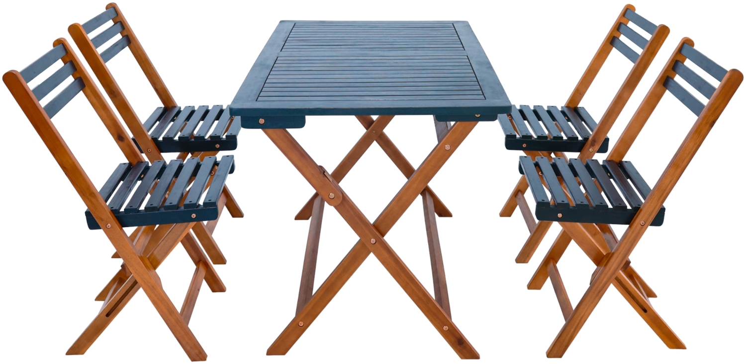 DELUKE® Holz Gartenmöbel Set 5-teilig GETI - Wetterfest | Outdoor Essgruppe 4 Personen Gartentisch Gartenstühle Balkonmöbel Set, Braun/Grau Bild 1