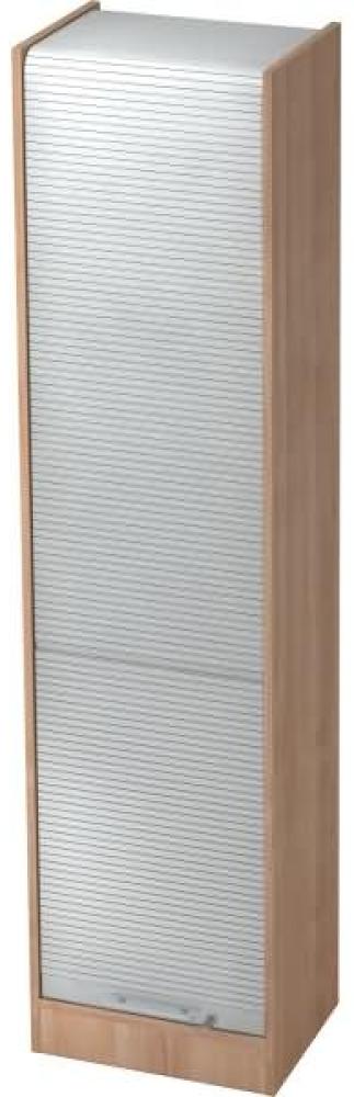 Rollladenschrank 50cm, 5OH RE Nussbaum / Silber Bild 1