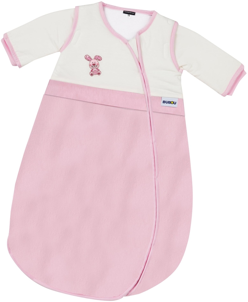 Gesslein Baby Schlafsack Bubou, Ganzjahres-Schlafsack mit Temperaturregulierung (Langer Reißverschluss, 50/60), rosa mit Hase Motiv Bild 1