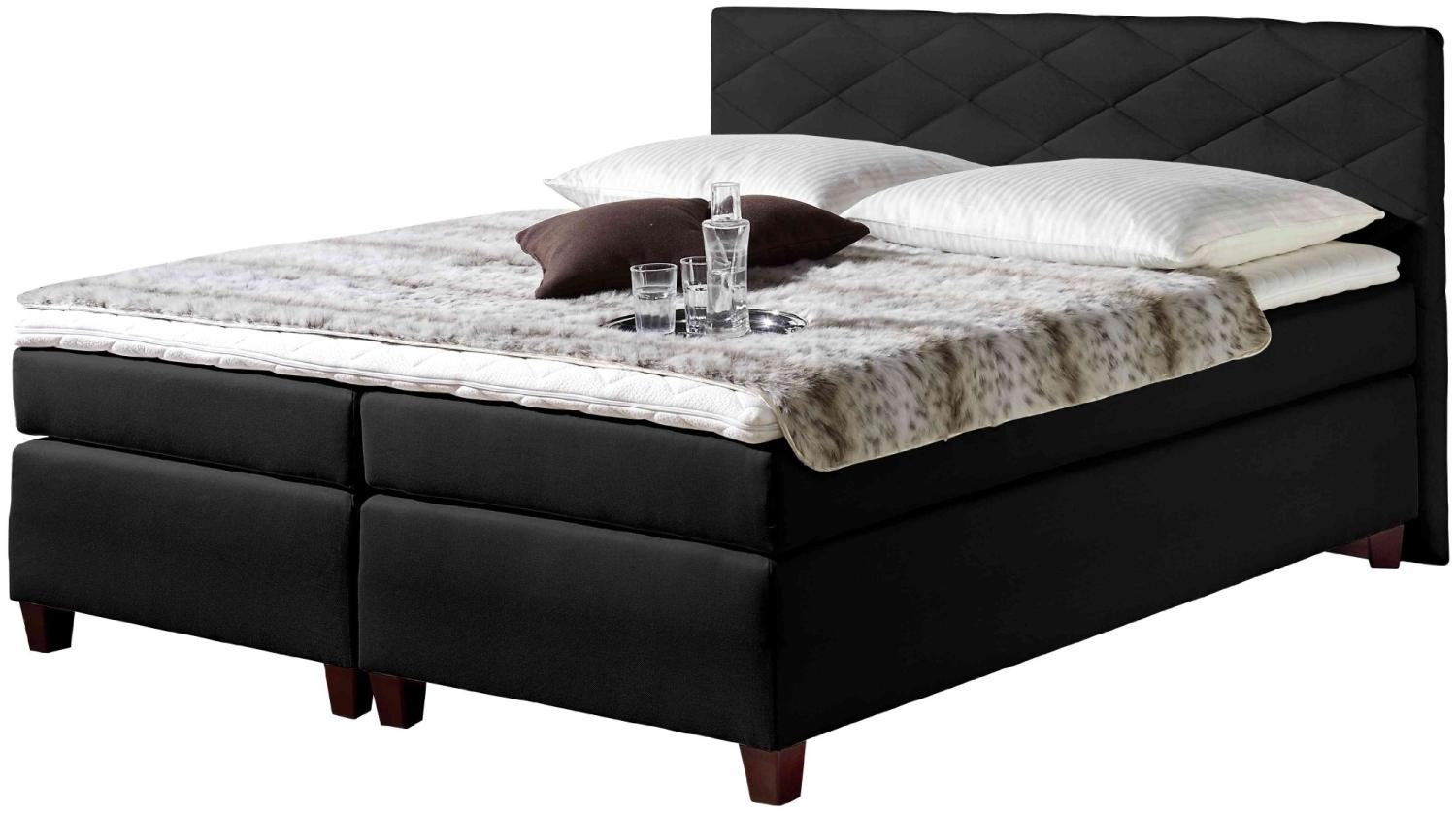 Maintal Boxspringbett Nagoya, 180 x 200 cm, Strukturstoff, Bonellfederkern Matratze H3, schwarz Bild 1