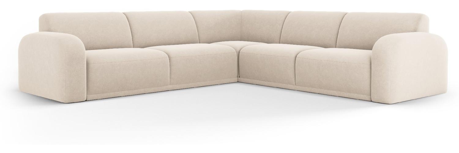 Micadoni Symmetrisches Ecksofa Erin 4-Sitzer Samtstoff Beige Bild 1