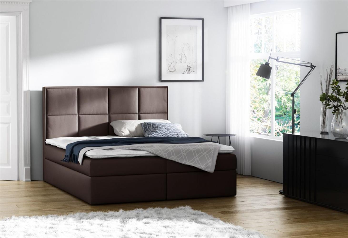Boxspringbett Bett MEDIANO Kunstleder Braun 160x200 cm inkl. Bettkasten Bild 1