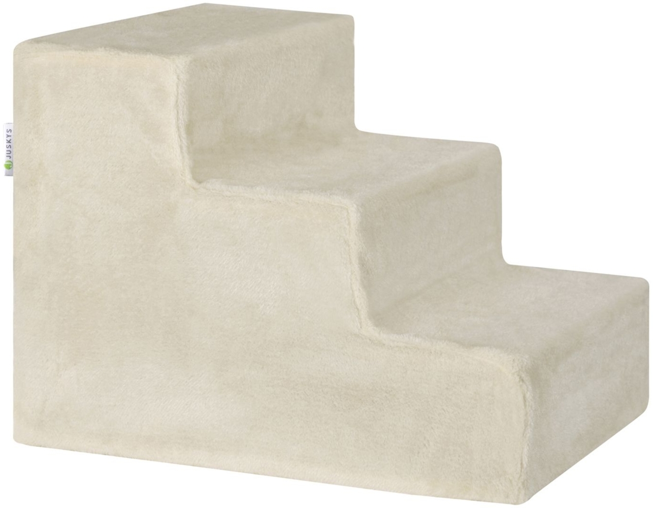 Juskys Haustiertreppe Hundetreppe 36 cm - Treppe 3 Stufen Plüsch-Bezug waschbar - Katzentreppe Hunderampe für Bett, Sofa, Couch und Auto - Bezug Beige Bild 1