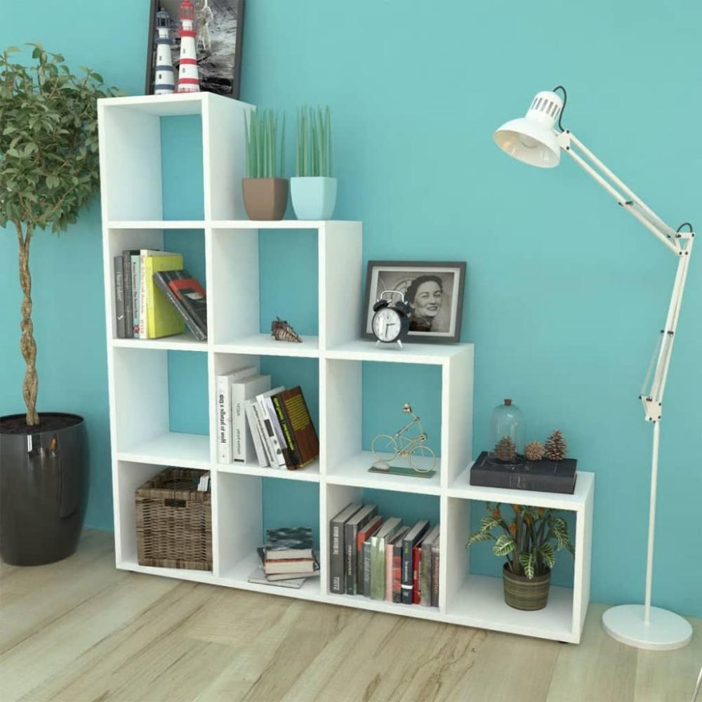 vidaXL Treppenregal Bücherregal 142 cm Weiß 242550 Bild 1