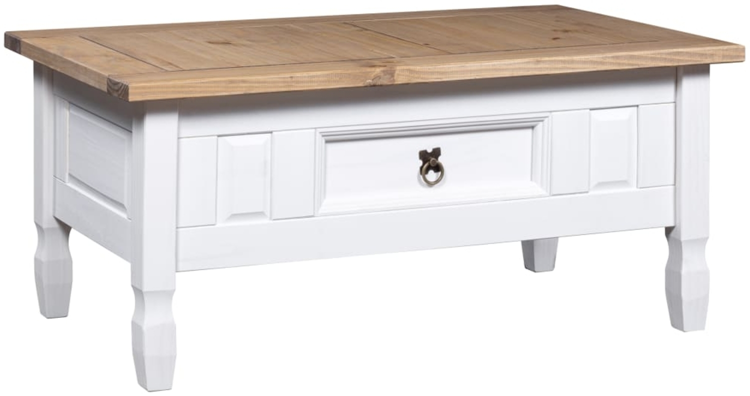vidaXL Couchtisch Mexiko-Stil Kiefernholz Weiß 100x55x44 cm 282626 Bild 1