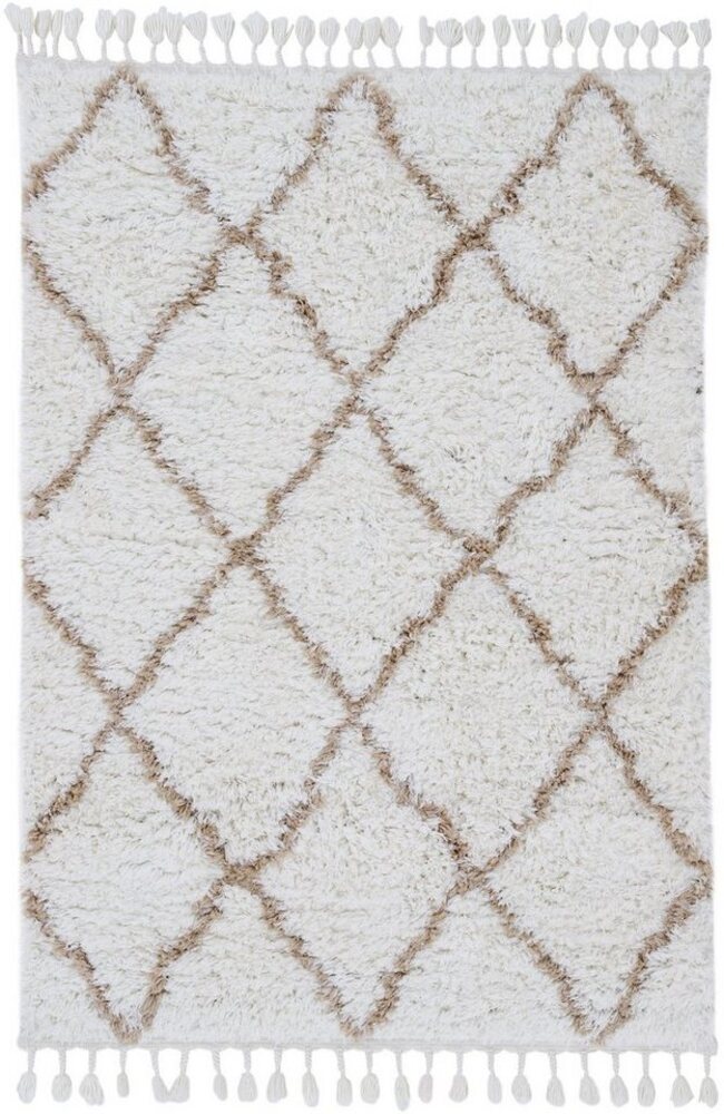 carpetfine Hochflor-Teppich Eddy, rechteckig, Höhe: 30 mm, auch in quadratischer Form, mit Fransen, Wohnzimmer Bild 1