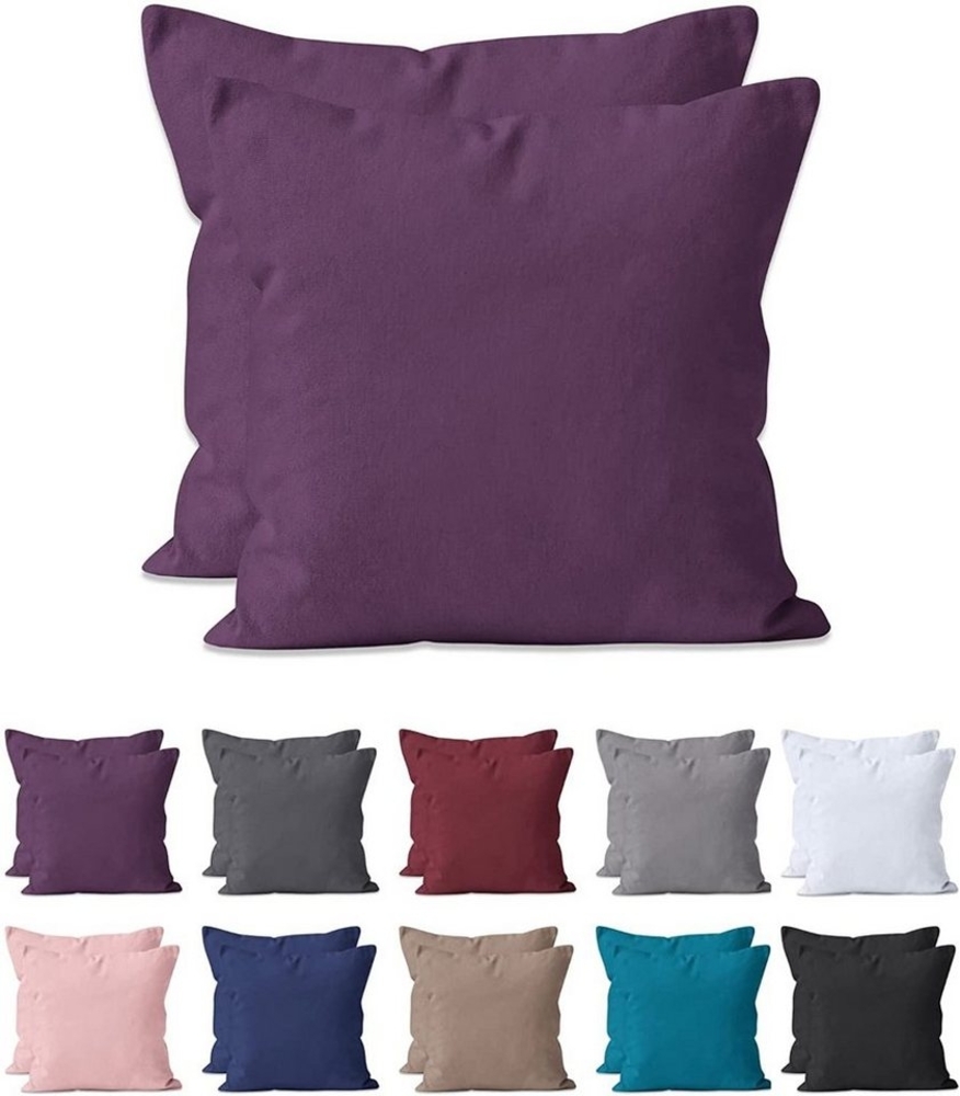 Hometex Premium Textiles Kissenbezug 2-er Set Kissenbezug Mikrofaser, Doppelpack Kissenhüllen ca. 95 g/m², Dekorative Dekokissen Sofakissen Lendenkissen Wurfkissenbezug mit Reißverschluss Bild 1