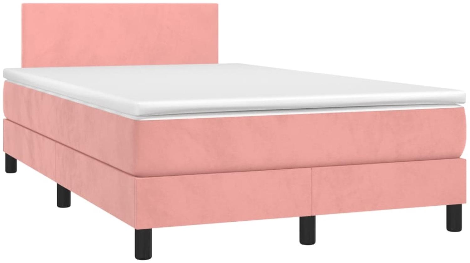 vidaXL Boxspringbett mit Matratze Rosa 120x190 cm Samt 3269830 Bild 1