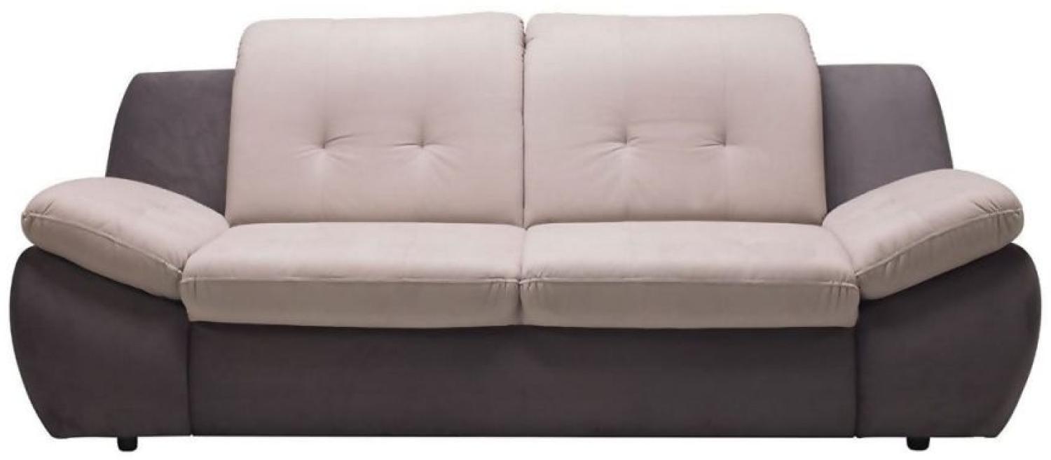 Sofa 3-Sitzer PEDRO Polyesterstoff Grau / Beige 205x84x113 cm Bild 1