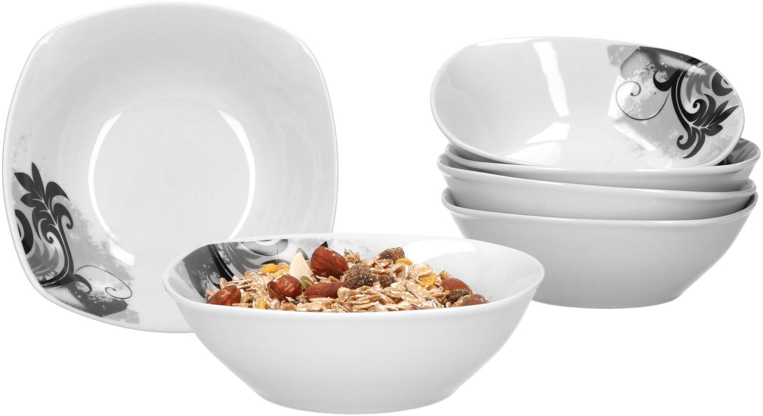 6er Set Müsli- Salatschale Black Flower 16cm Bild 1