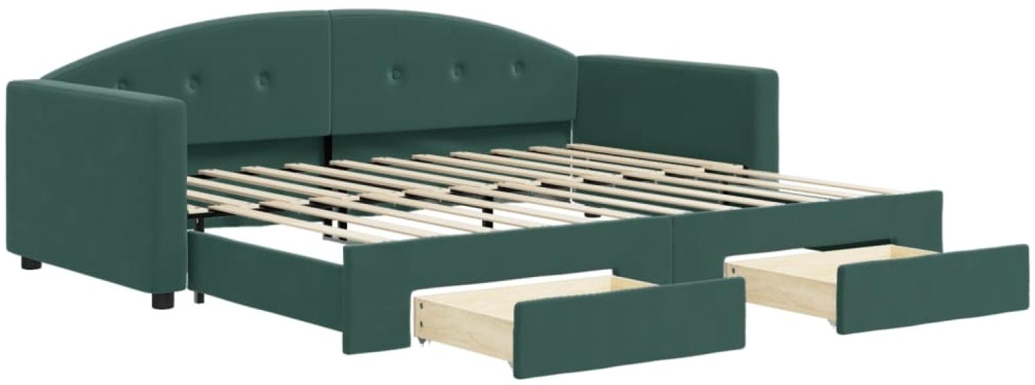 vidaXL Tagesbett Ausziehbar mit Schubladen Dunkelgrün 90x200 cm Samt 3197351 Bild 1