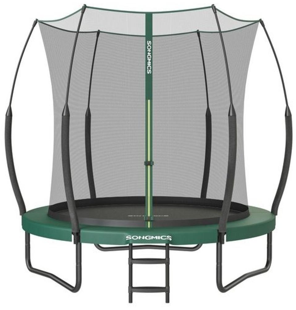 Songmics Federloses Trampolin, elastische Seile, Sicherheitsnetz mit Reißverschluss, Glasfaserstangen, dschungelgrün, Ø 244 cm Bild 1