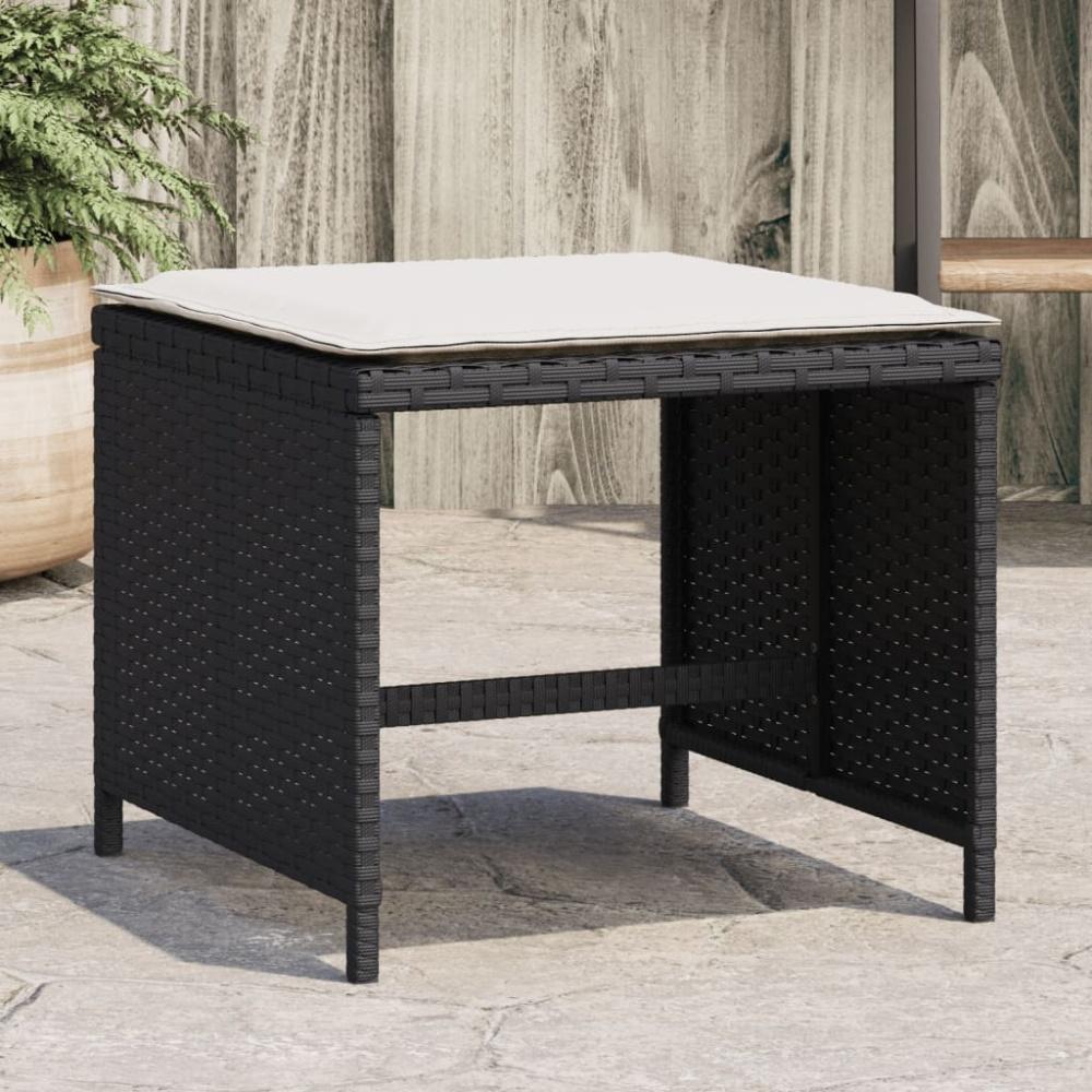 vidaXL Gartenhocker mit Kissen 4 Stk. Schwarz 40x40x35 cm Poly Rattan 4007483 Bild 1