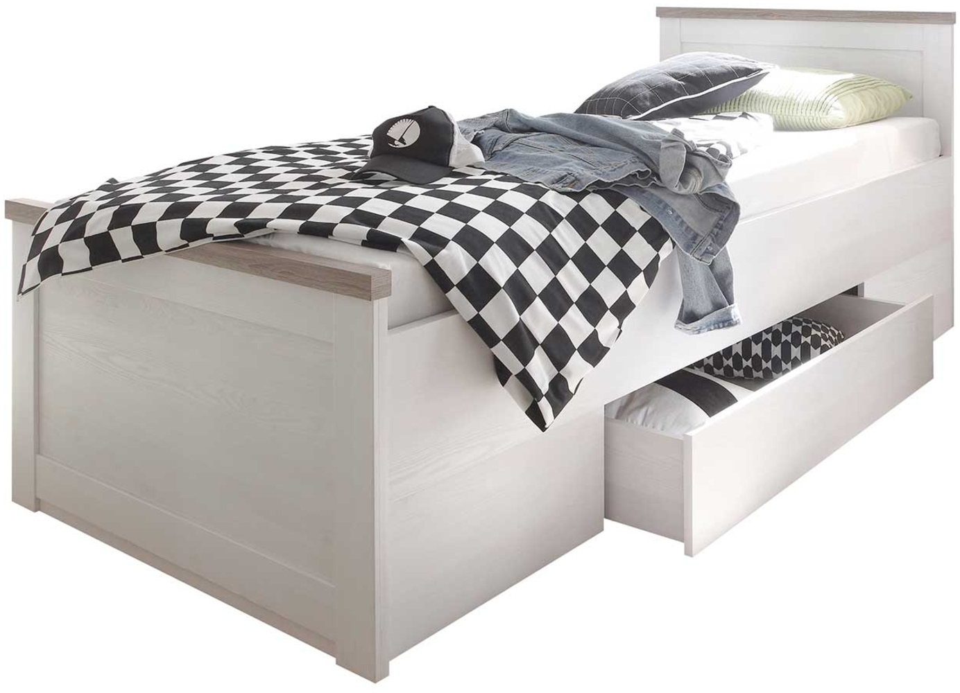 Bett Lars / Luca , Holzwerkstoff , Weiß , 96 x 90 x 205 cm Bild 1
