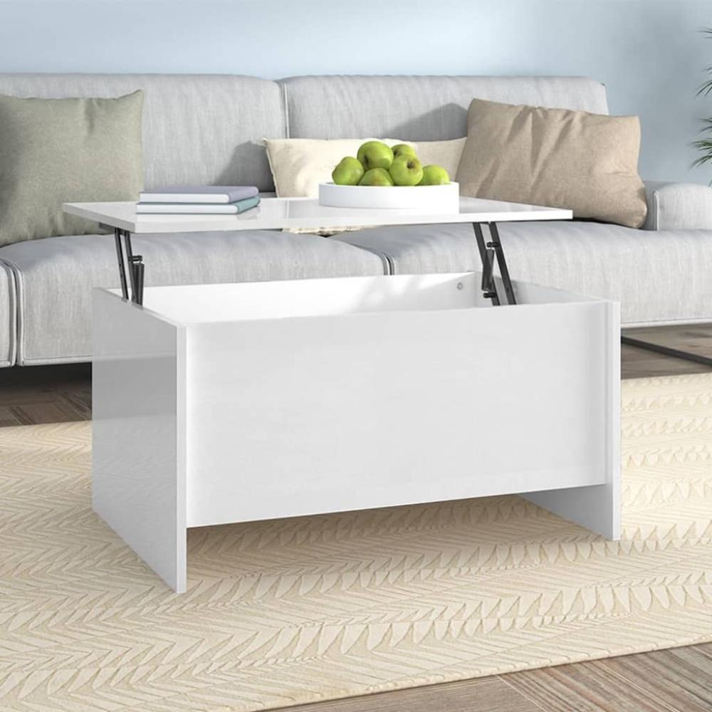 vidaXL Couchtisch Hochglanz-Weiß 80x55,5x41,5 cm Holzwerkstoff 809680 Bild 1