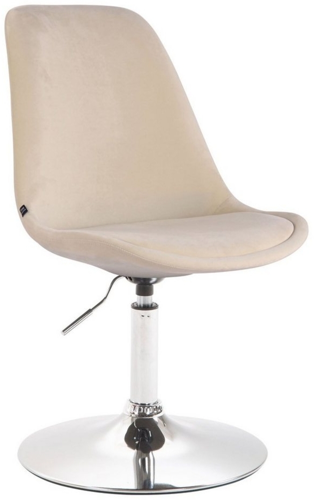 TPFLiving Esszimmerstuhl Mavic mit hochwertig gepolsterter Sitzfläche - Konferenzstuhl (Küchenstuhl - Esstischstuhl - Wohnzimmerstuhl - Polsterstuhl), Gestell: Metall chrom - Sitzfläche: Samt creme Bild 1