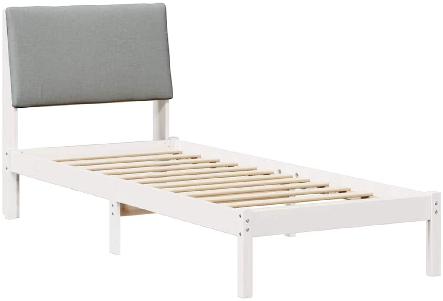 vidaXL Bettgestell Weiß und Hellgrau 75 x 190 cm Massivholz Kiefer 878793 Bild 1