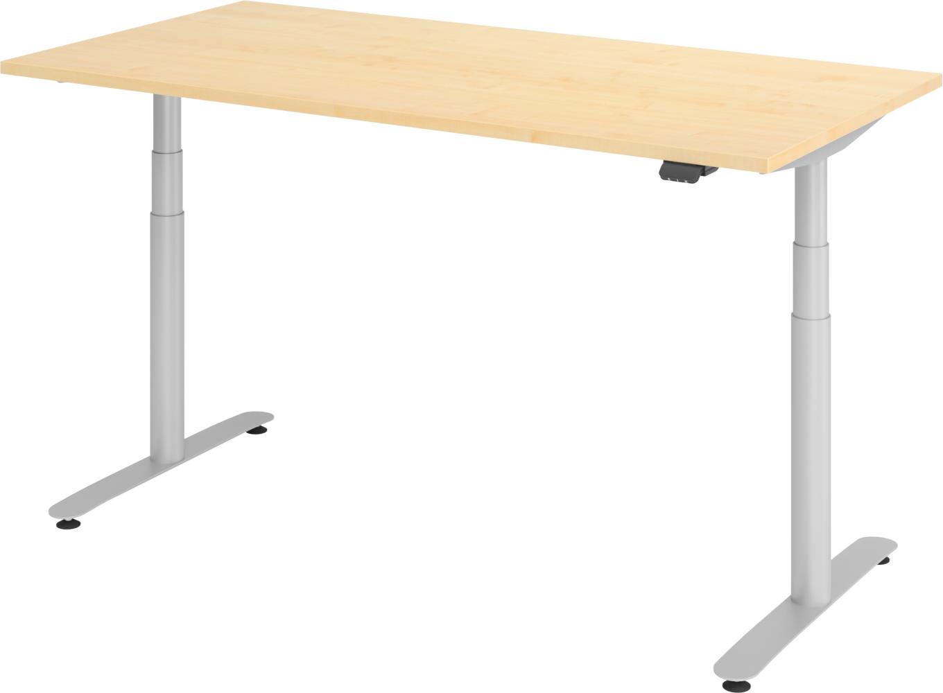 bümö® smarter Schreibtisch Serie-XDLR elektrisch höhenverstellbar mit App-Steuerung 160 x 80 cm in Ahorn / Silber Bild 1