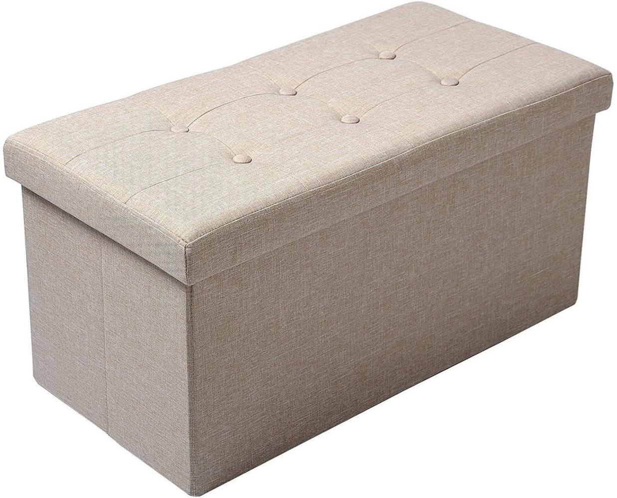 Sitzhocker mit Stauraum aus Leinen Modell Qulina beige Bild 1