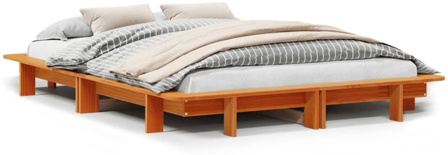 vidaXL Massivholzbett ohne Matratze Wachsbraun 120x190 cm Kiefernholz 850679 Bild 1