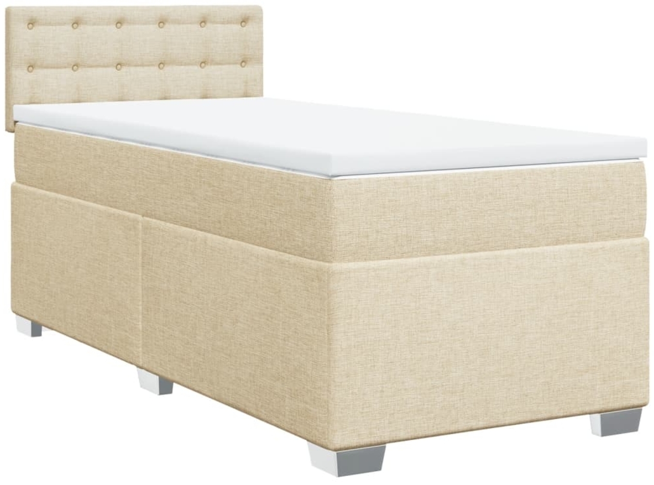 vidaXL Boxspringbett mit Matratze Creme 90x190 cm Stoff 3285762 Bild 1