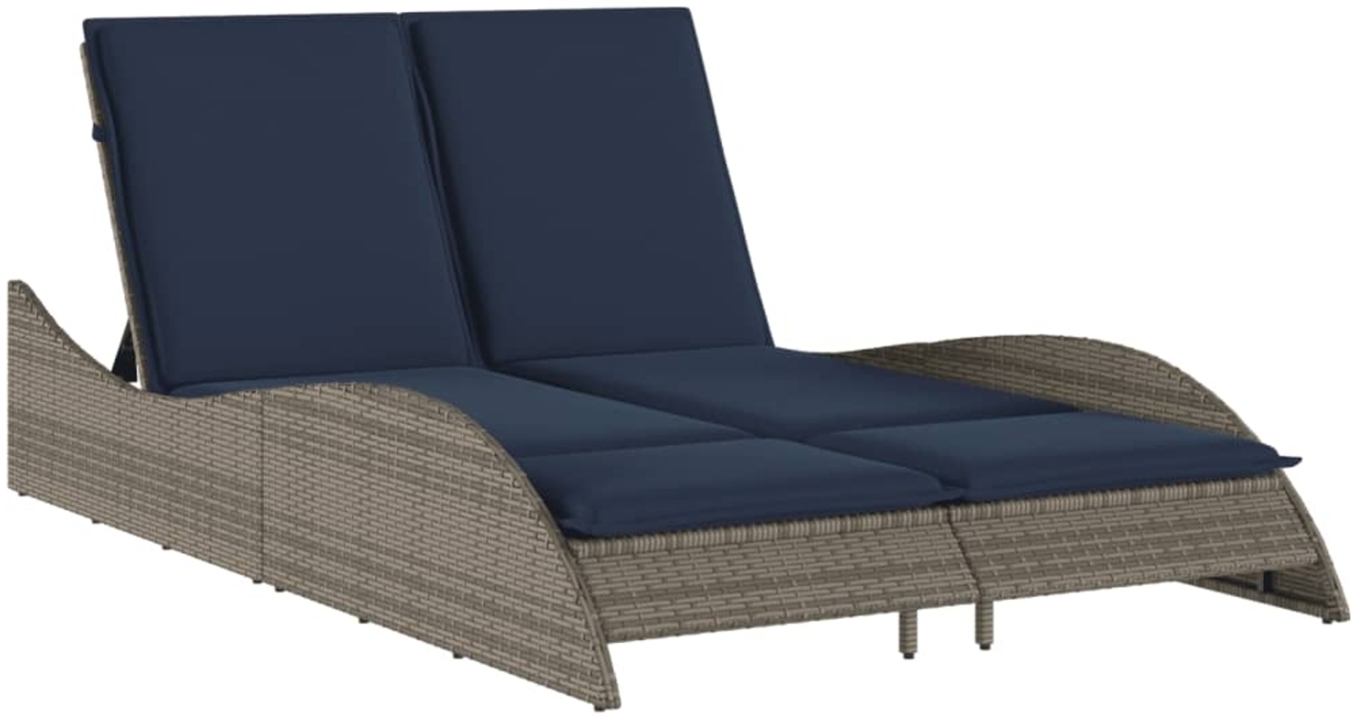 vidaXL Sonnenliege mit Kissen Grau 114x205x73 cm Poly Rattan 368293 Bild 1