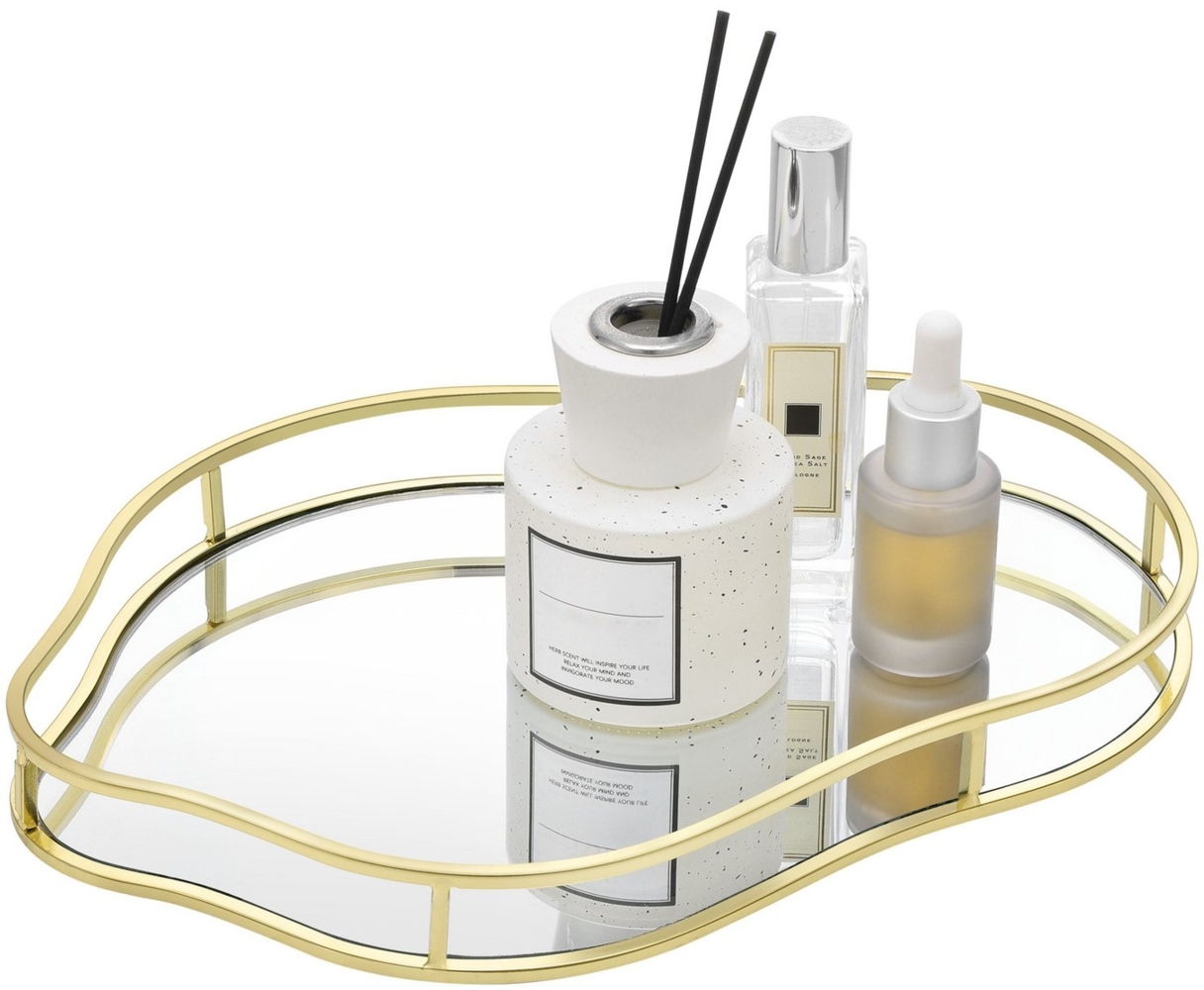 Navaris Organizer Serviertablett Parfum Tabletten Organizer Schmucktablett (1 St), Spiegeltablett 28x21x3cm - Tablett asymmetrisch Deko Tablett Bild 1