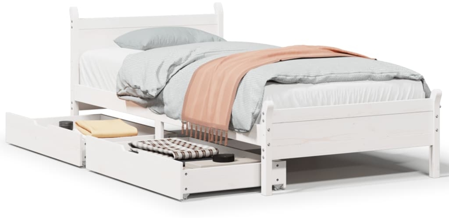 vidaXL Massivholzbett ohne Matratze Weiß 90x190 cm Kiefernholz 3309792 Bild 1