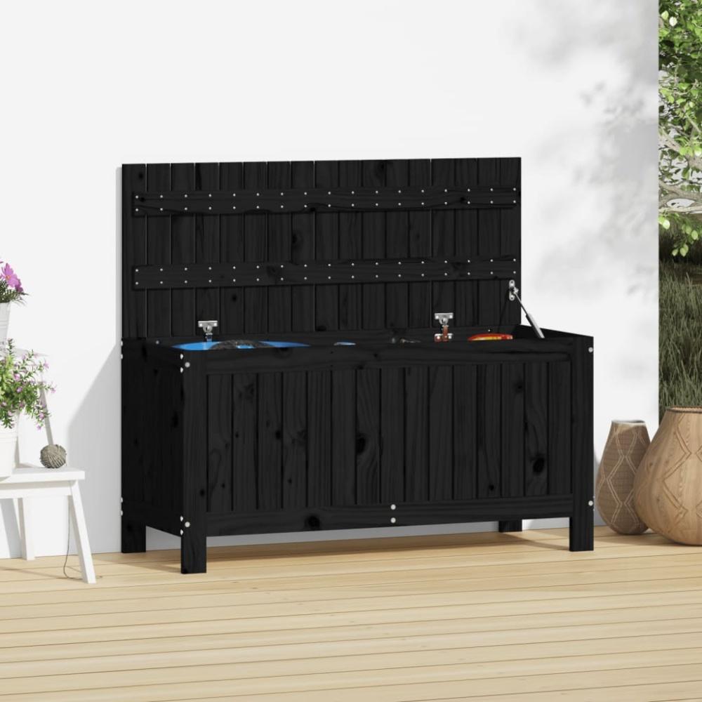 vidaXL Gartentruhe Schwarz 108x42,5x54 cm Massivholz Kiefer 823833 Bild 1