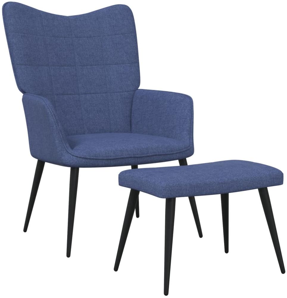 vidaXL Relaxsessel mit Hocker Blau Stoff [327956] Bild 1