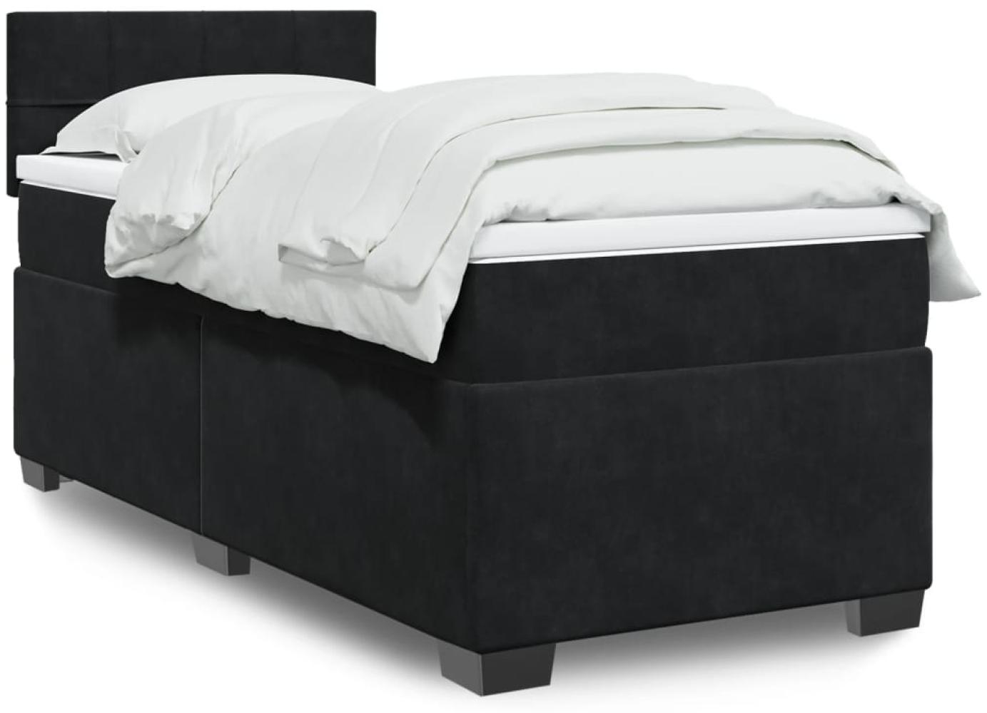 vidaXL Boxspringbett mit Matratze Schwarz 80x200 cm Samt 3288464 Bild 1