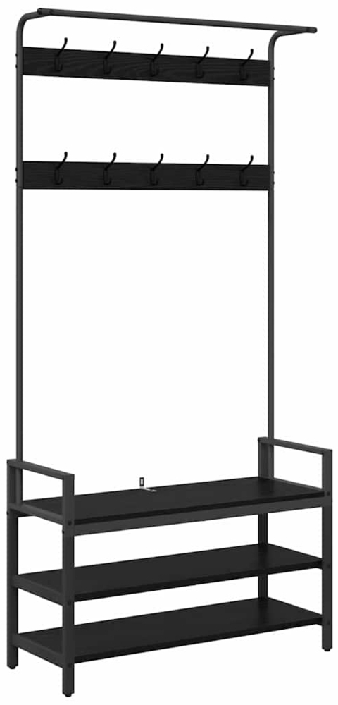 vidaXL Kleiderständer mit Regal Schwarz Eichen-Optik 95 x 34 x 184 cm 879959 Bild 1