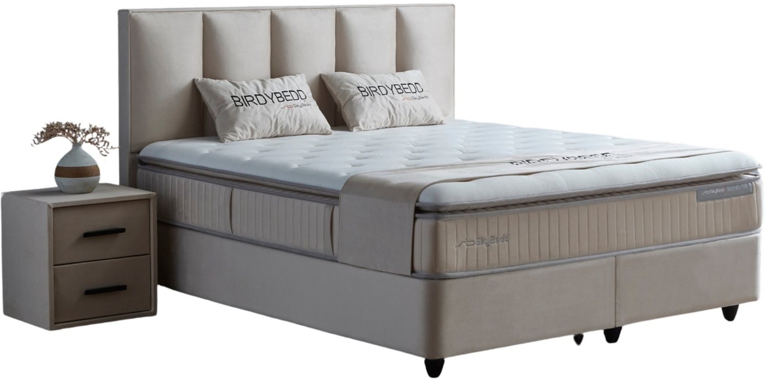 Villa Möbel Boxspringbett BIRDY (Bett Set, Bett Set aus Bettkasten, Kopfteil und Matratze), Bettkasten mit XXL Stauraum & Gasdruckfedern für einfache Handhabung Bild 1