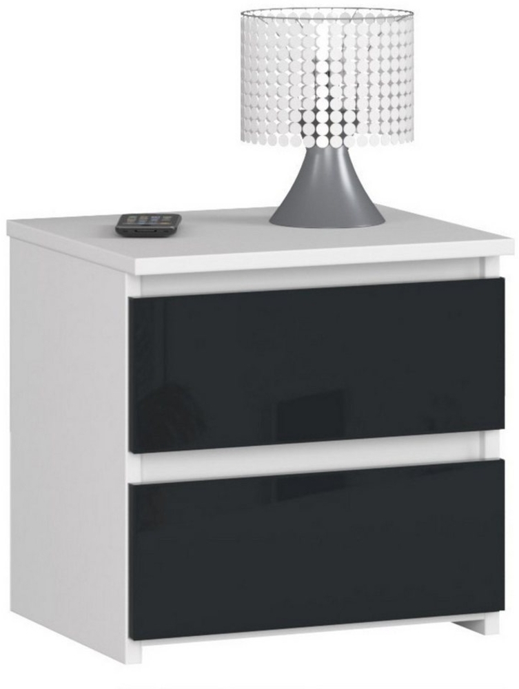 Home Collective Kommode 40 cm breit Holz Highboard Sideboard für Flur Schlafzimmer Wohnzimmer (Mehrzweckschrank Schrank schmal Kommode Schlafzimmer mit Schubladen), Kinderzimmer Organizer, 40 cm hoch mit 2 Schubladen graphit Hochglanz Bild 1