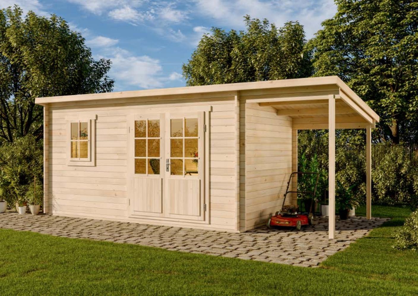 Alpholz Gartenhaus York mit Schleppdach Gartenhaus aus Holz Holzhaus mit 40 mm Wandstärke inklusive Schleppdach Blockbohlenhaus mit Montagematerial Bild 1