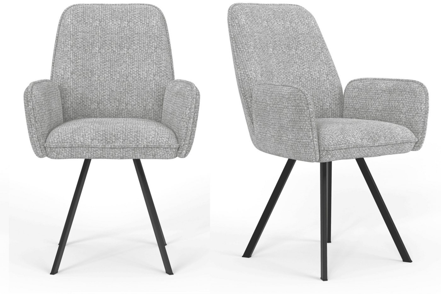 Home affaire Armlehnstuhl Mily Esszimmerstuhl, Polstersessel, Wohnstuhl, Essstuhl mit Armlehnen (Set, 2 St), mit schwarz pulverbeschichteten Metallbeinen, gepolstert, modern Bild 1