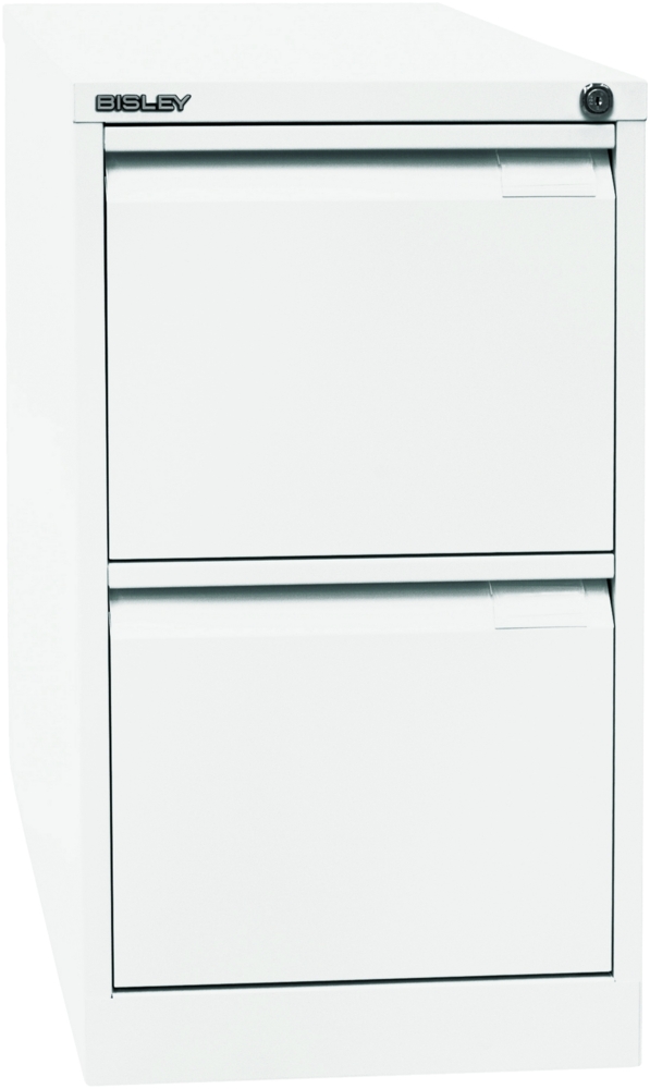 BISLEY Hängeregistraturschrank mit Schloss aus Metall in verkehrsweiß, 2 Schubladen, einbahnig - Hängeregisterschrank abschließbar, Hängeregistratur für Hängemappen & Hängeordner, 3623-696 Bild 1
