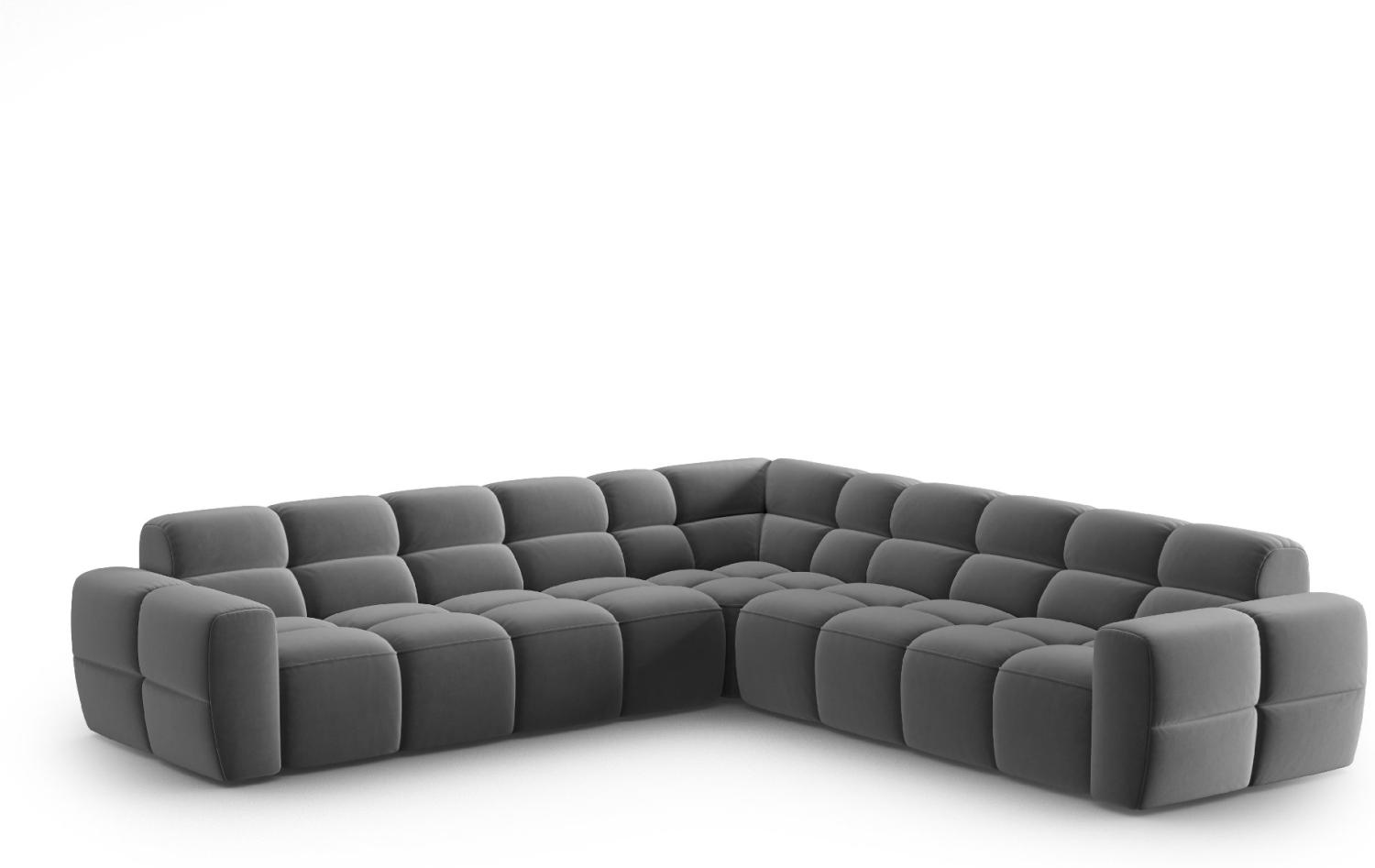 Micadoni Symmetrisches Ecksofa Lisa 5-Sitzer Samtstoff Hellgrau Bild 1