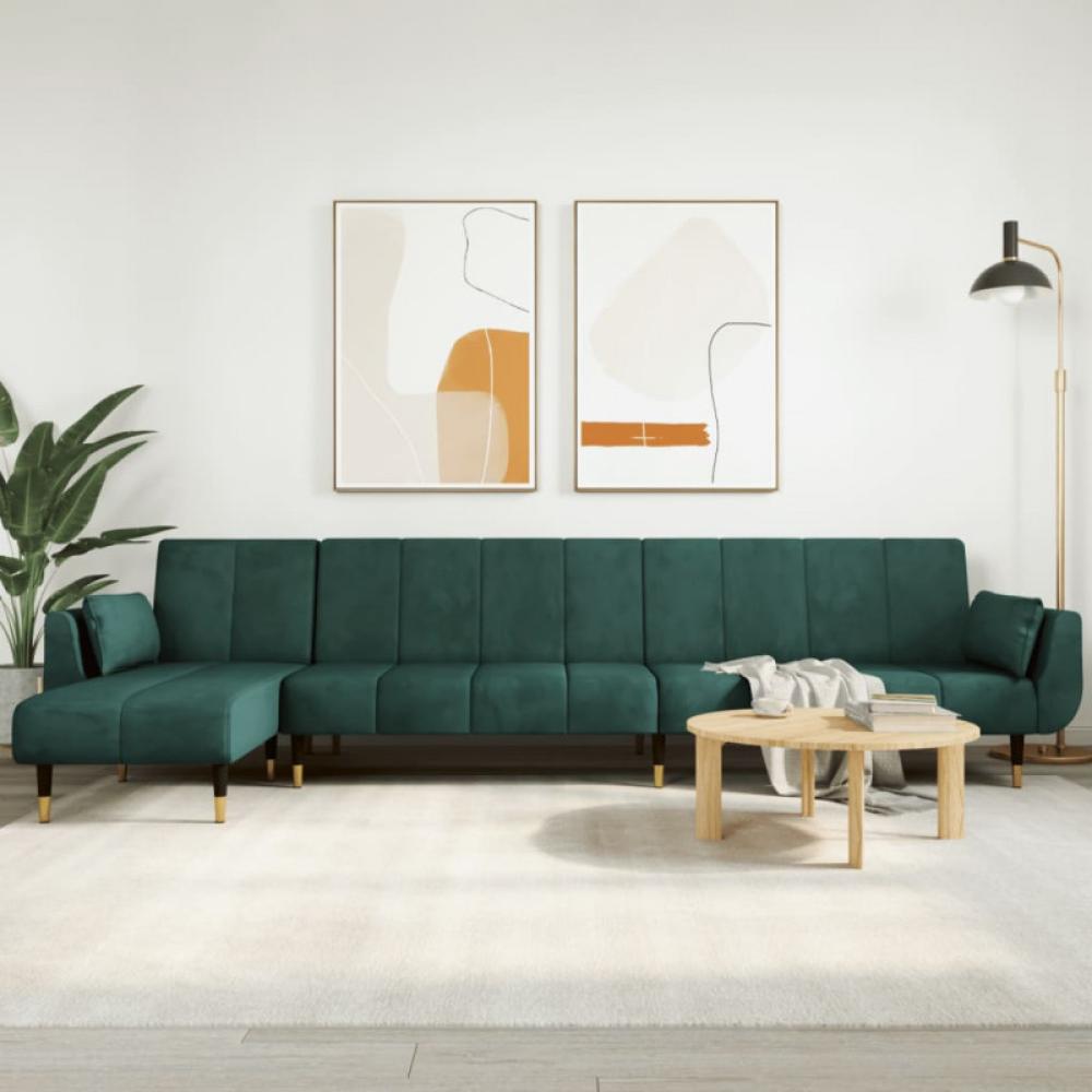 Schlafsofa in L-Form Dunkelgrün 275 x 140 x 70 cm Samt Bild 1