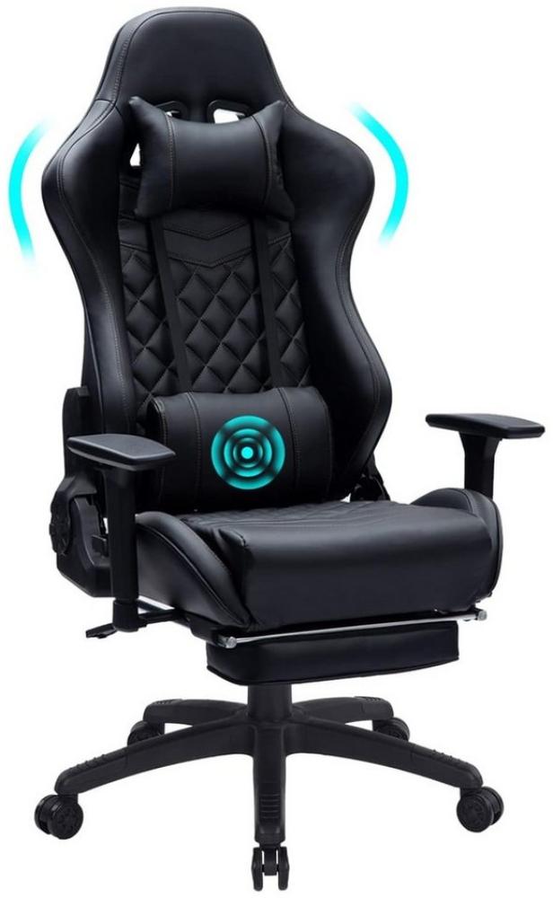 SeedWave Gaming-Stuhl PU Leder Game Stuhl mit Massagefunktion, Chefsessel Bürostuhl bis180kg, Ergonomischer Computerstuhl mit verstellbare Armlehnen Bild 1