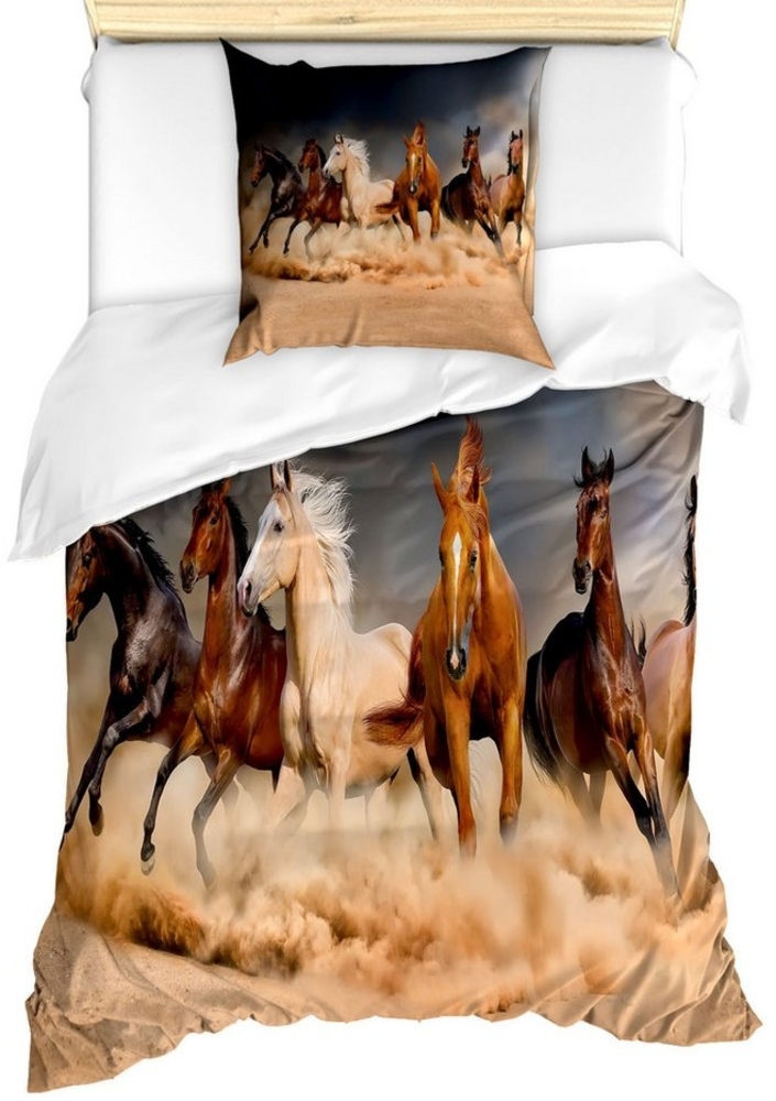Abakuhaus Bettwäsche Milbensicher Allergiker geeignet mit Kissenbezug, Microfaser, Pferd Equine Themed Tiere Bild 1