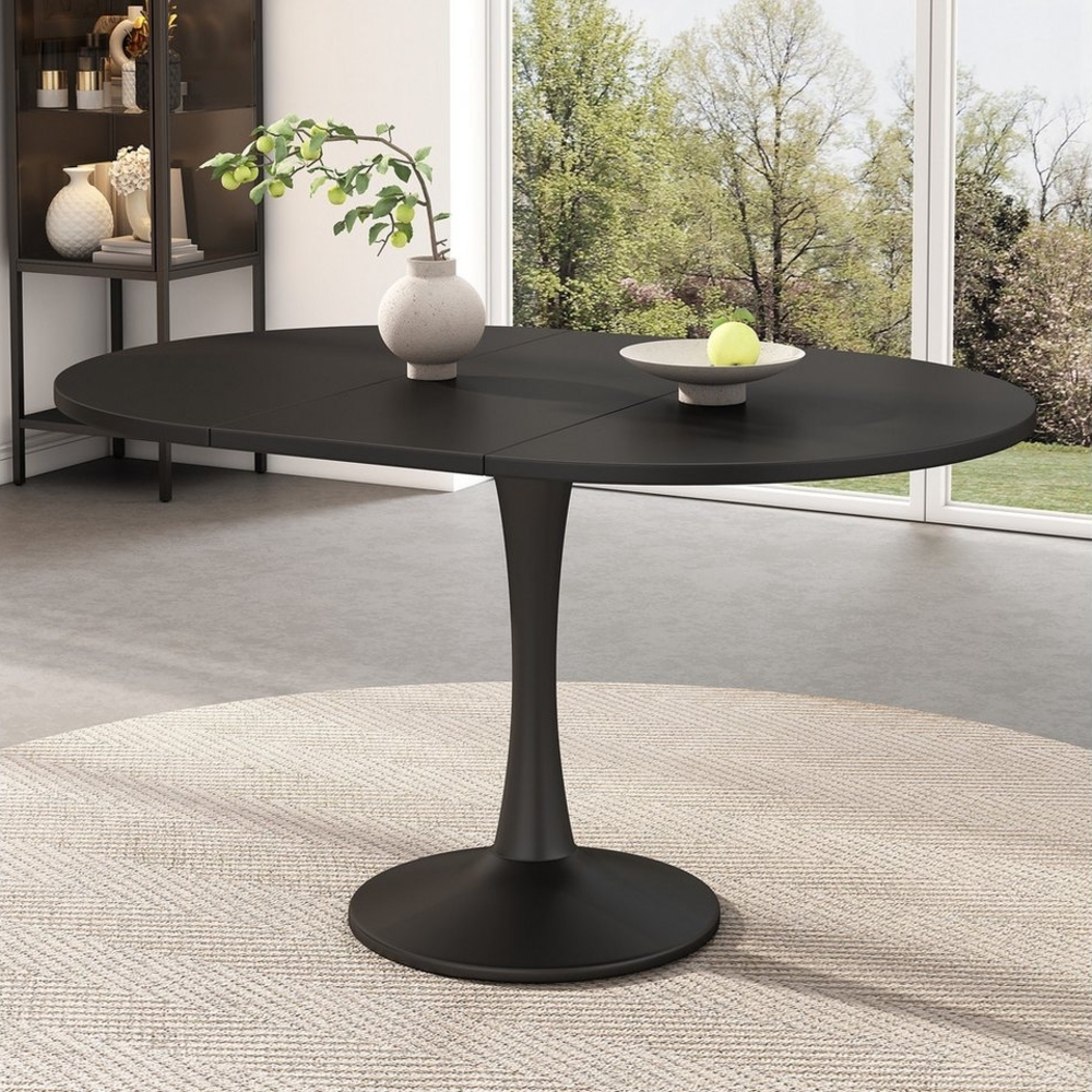 Ulife Esstisch Küchentisch, Stehtisch, Tisch, Wohnzimmertisch, ausziehbar, schlichter Kaffee-Freizeittisch, oval, 100/140 x 100 x 75 cm Bild 1
